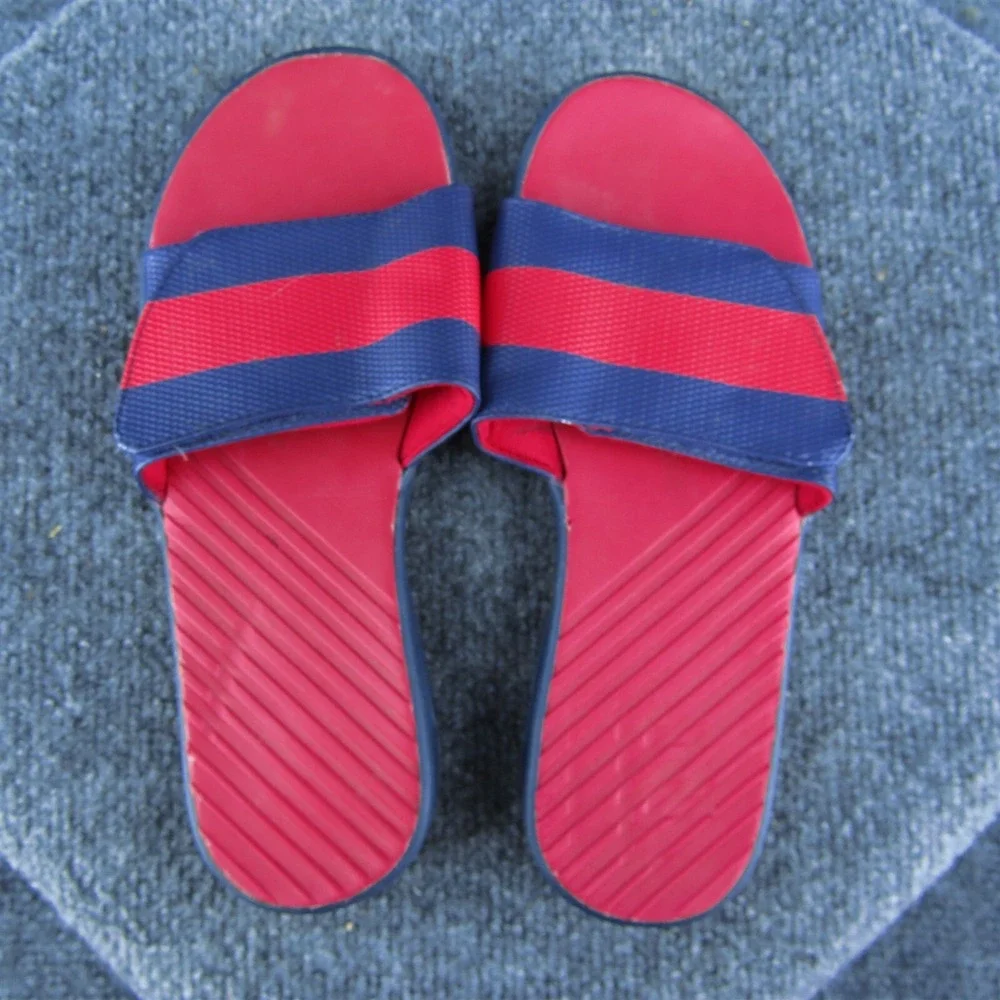 Lands' End Boys‎ Slide Shoes Sandal Red Synthetic Hook & Loop Size Y 5 Medium